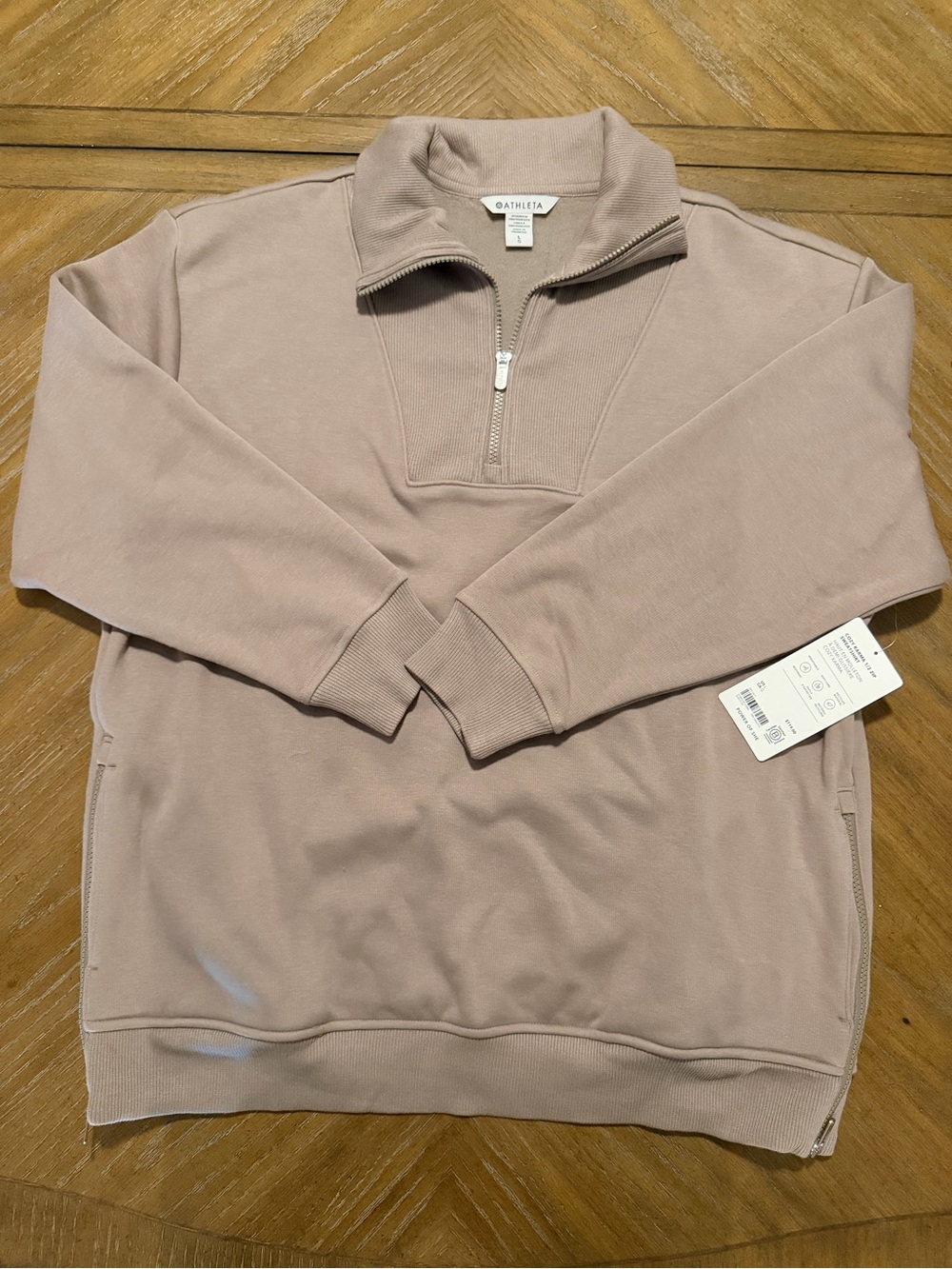 Athleta Cozy Karma Half-Zip Pullover in Mushroom Taupe - Picture 2 of 5
